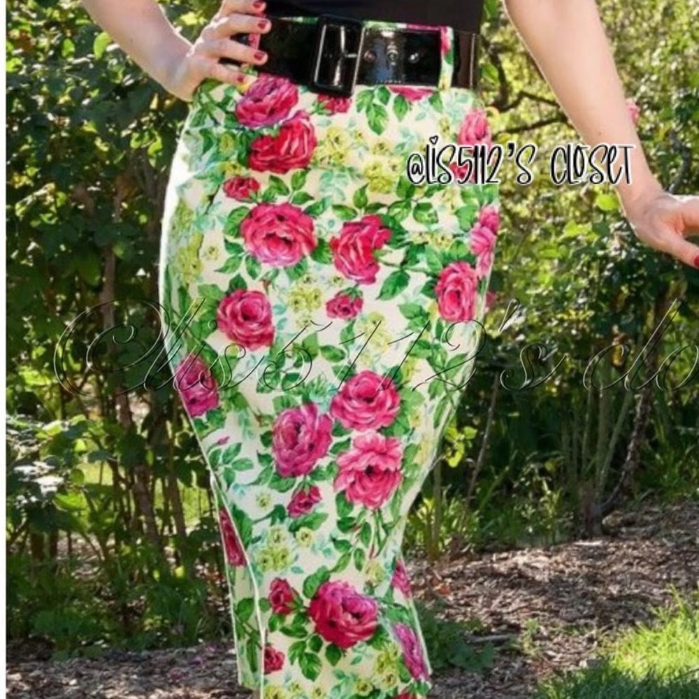 Small-Deadly Dames Green Midi Pencil Skirt